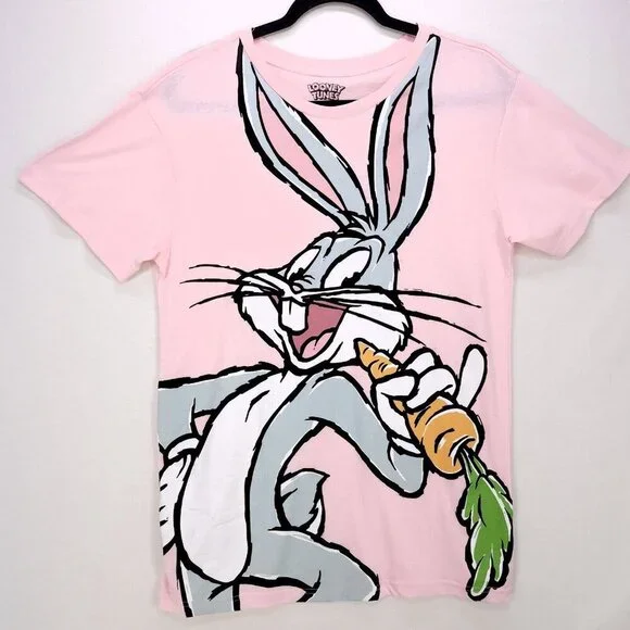 Bugs Bunny All Over Print T Shirt Large Looney Tunes Pink AOP - Picture 3 of 12